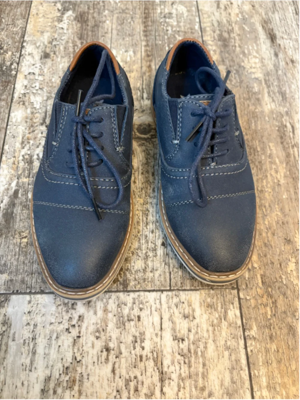 Xray Footwear Boys Navy Lace-Up Oxford Dress Shoes Size 12